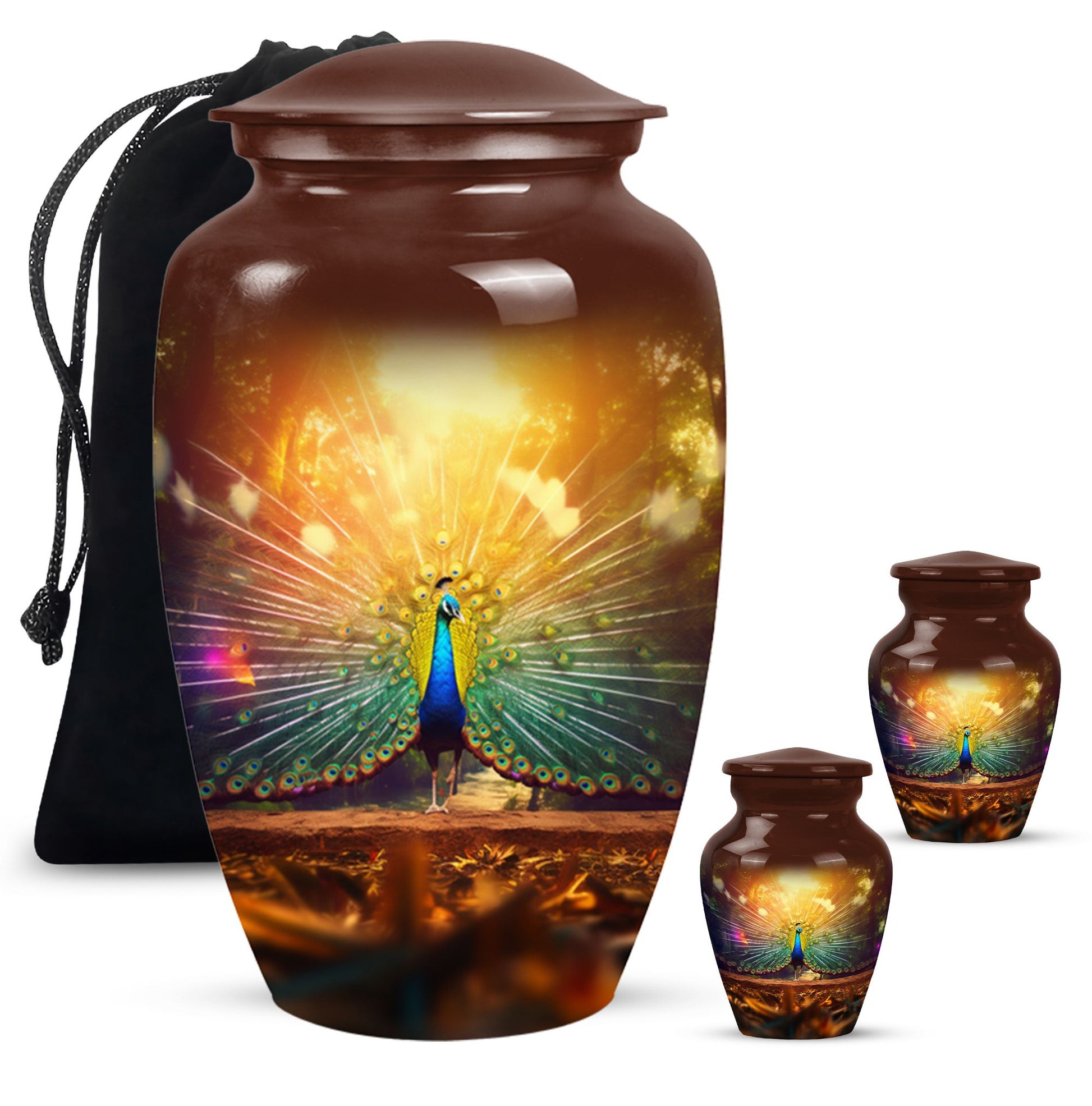 Peacock Feathers - Peacock Urn Teardrop Cremation Urn For Ashes