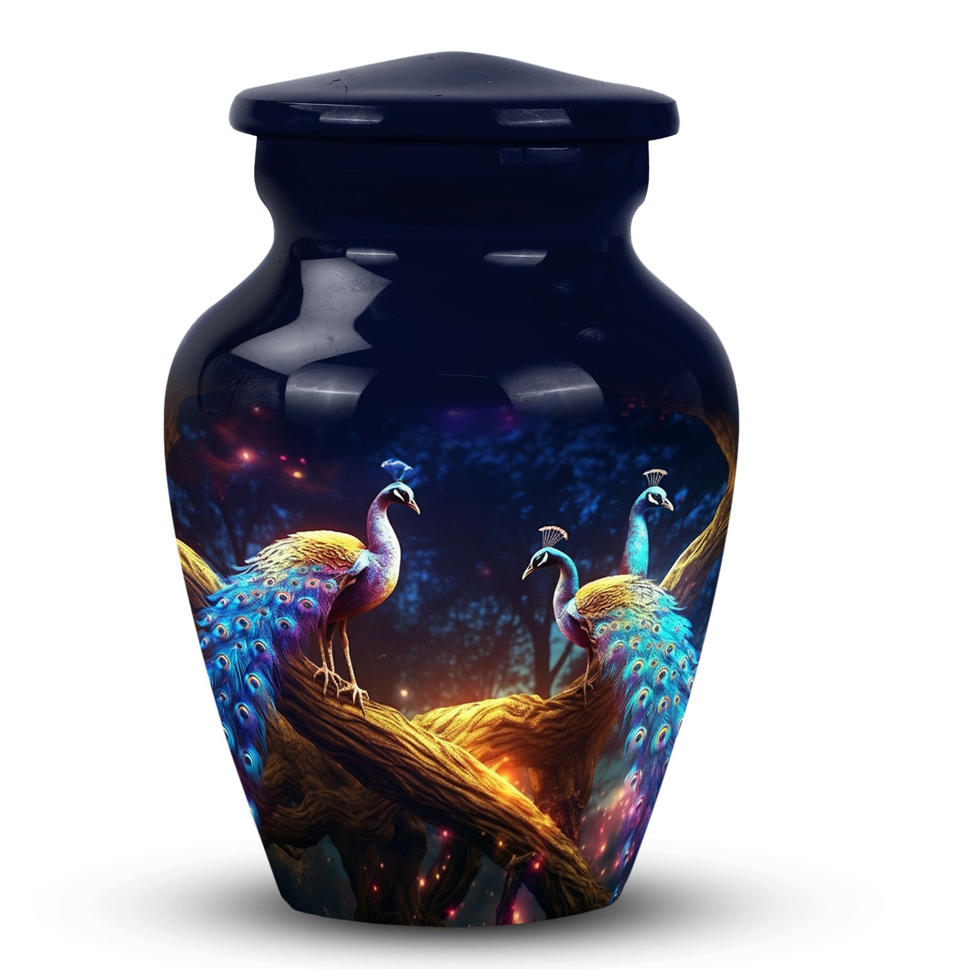 Peacock Due Face Off - Peacock Urn Teardrop Shaped Urns For Ashes
