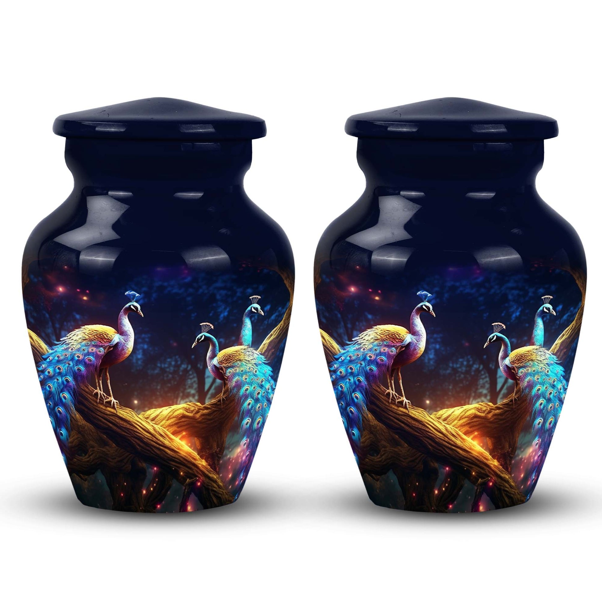 Peacock Due Face Off - Peacock Urn Teardrop Shaped Urns For Ashes
