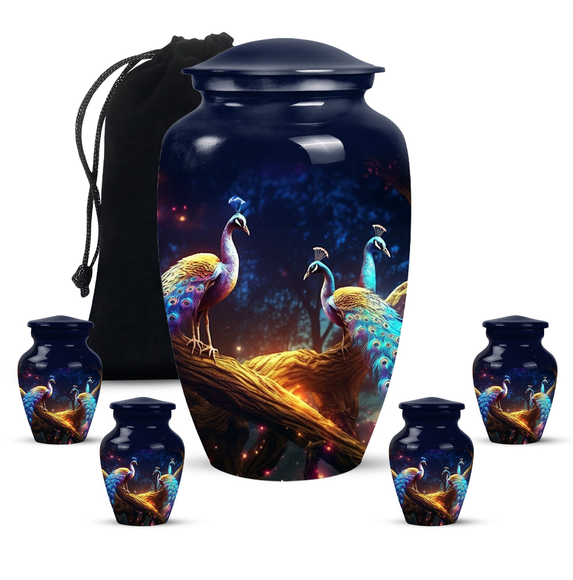 Peacock Due Face Off - Peacock Urn Teardrop Shaped Urns For Ashes