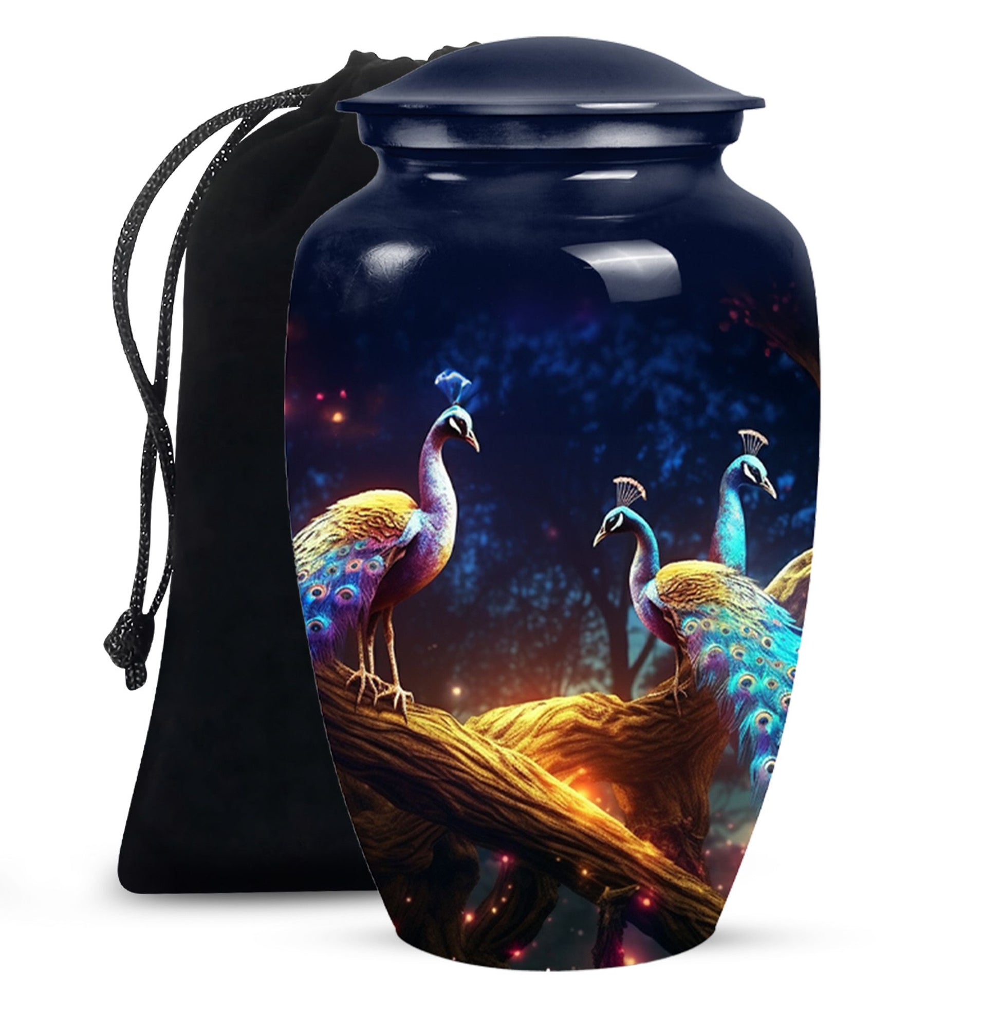 Peacock Due Face Off - Peacock Urn Teardrop Shaped Urns For Ashes