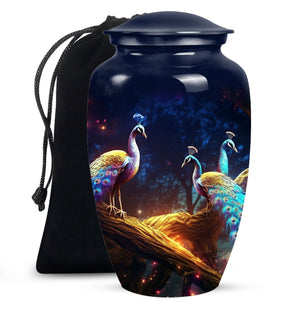 Peacock Due Face Off - Peacock Urn Teardrop Shaped Urns For Ashes