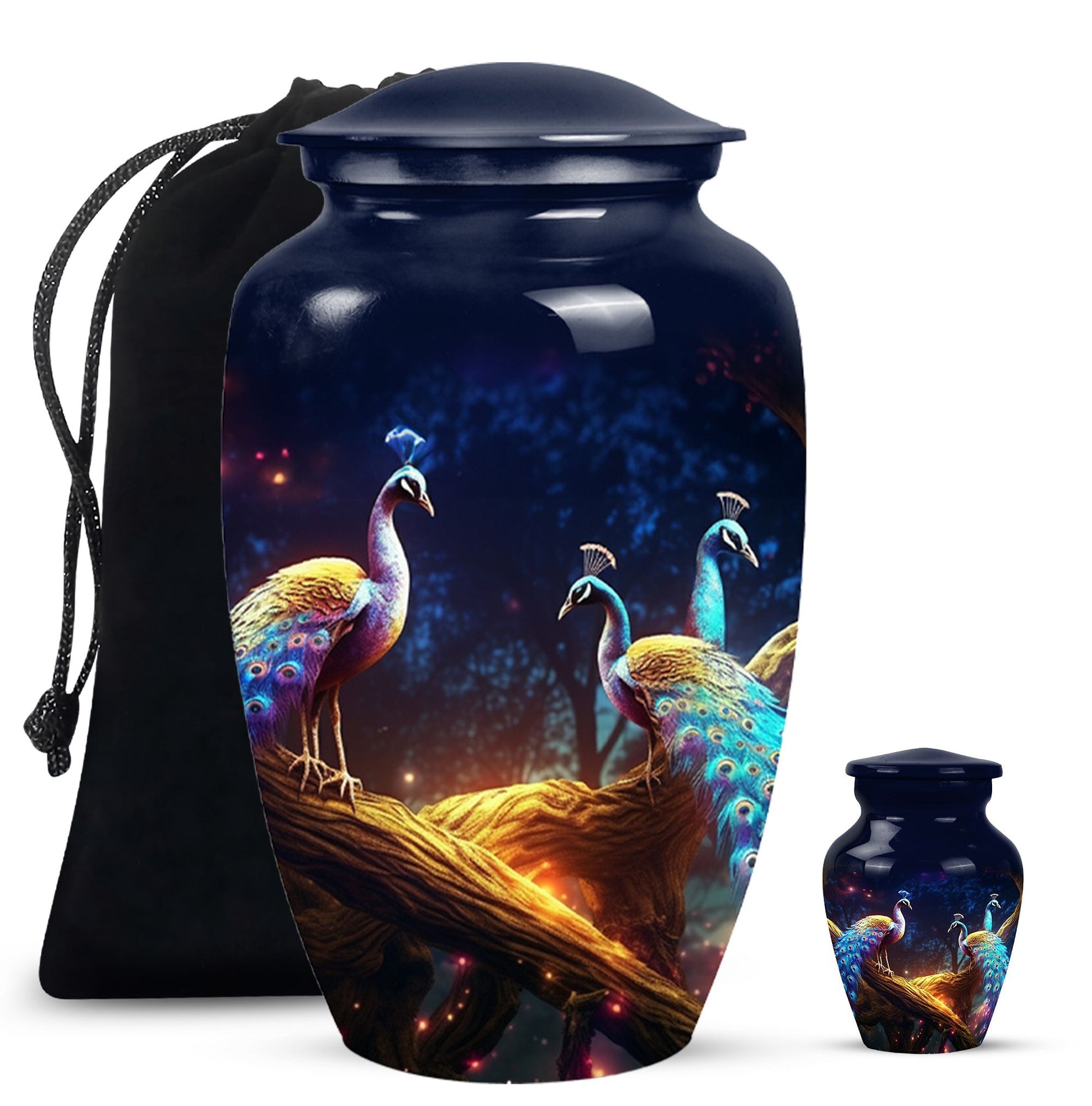 Peacock Due Face Off - Peacock Urn Teardrop Shaped Urns For Ashes