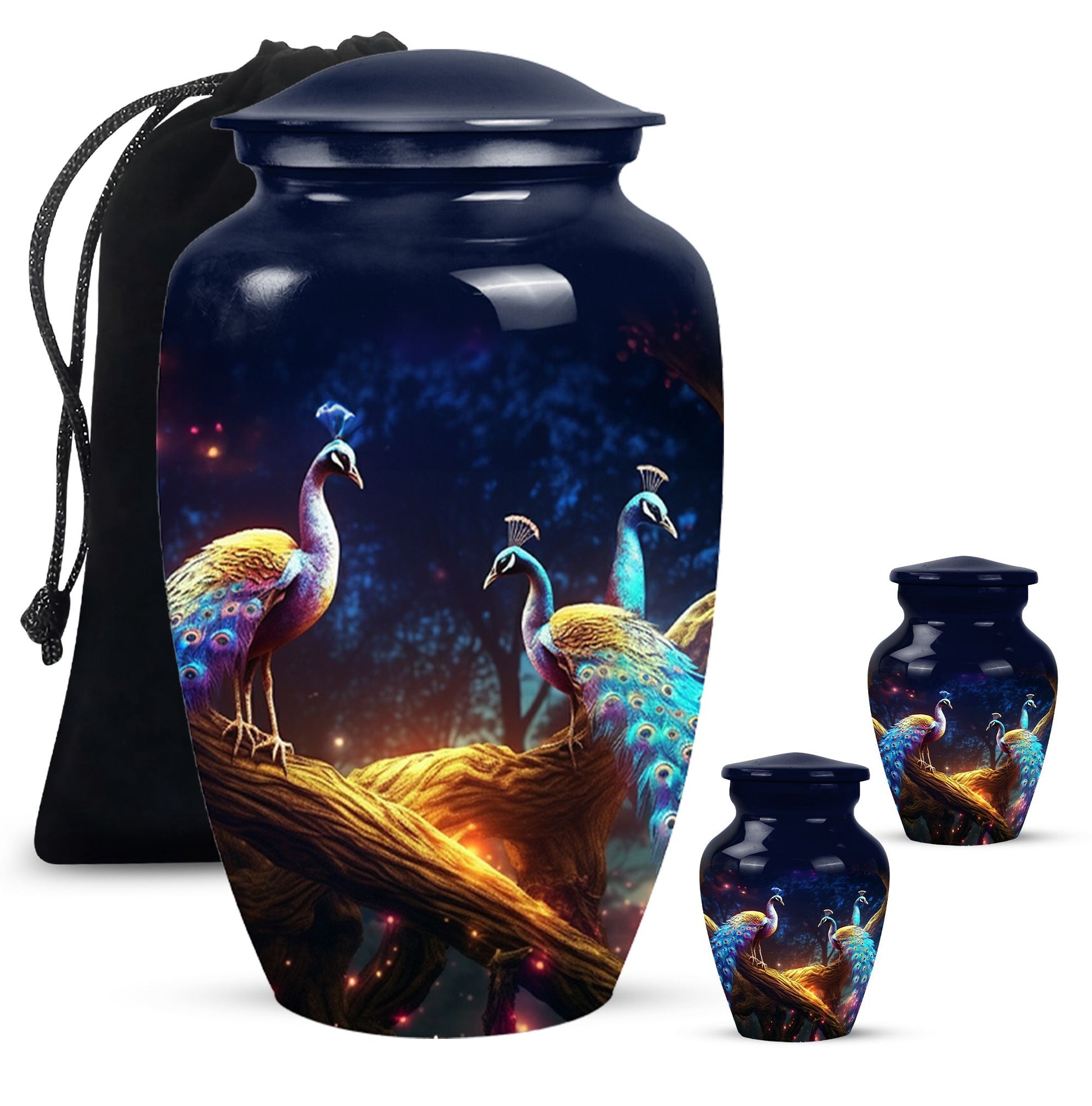 Peacock Due Face Off - Peacock Urn Teardrop Shaped Urns For Ashes