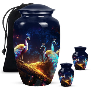 Peacock Due Face Off - Peacock Urn Teardrop Shaped Urns For Ashes