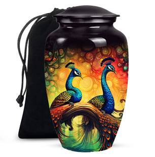 Peacock Due - Peacock Urn Large Teardrop Urn For Ashes