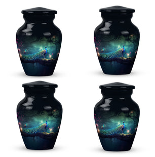 Three Peacock In Right - Peacock Urn Teardrop Cremation Urn