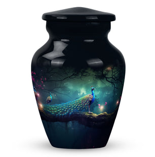 Three Peacock In Right - Peacock Urn Teardrop Cremation Urn