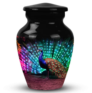 Rainbow Peacock - Peacock Urn Teardrop Cremation Urn For Ashes