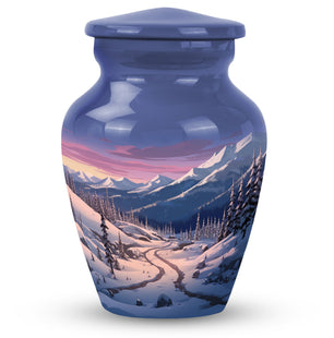 Winter's Graceful Slumber - Northern Lights Teardrop, Heart Shape Urn