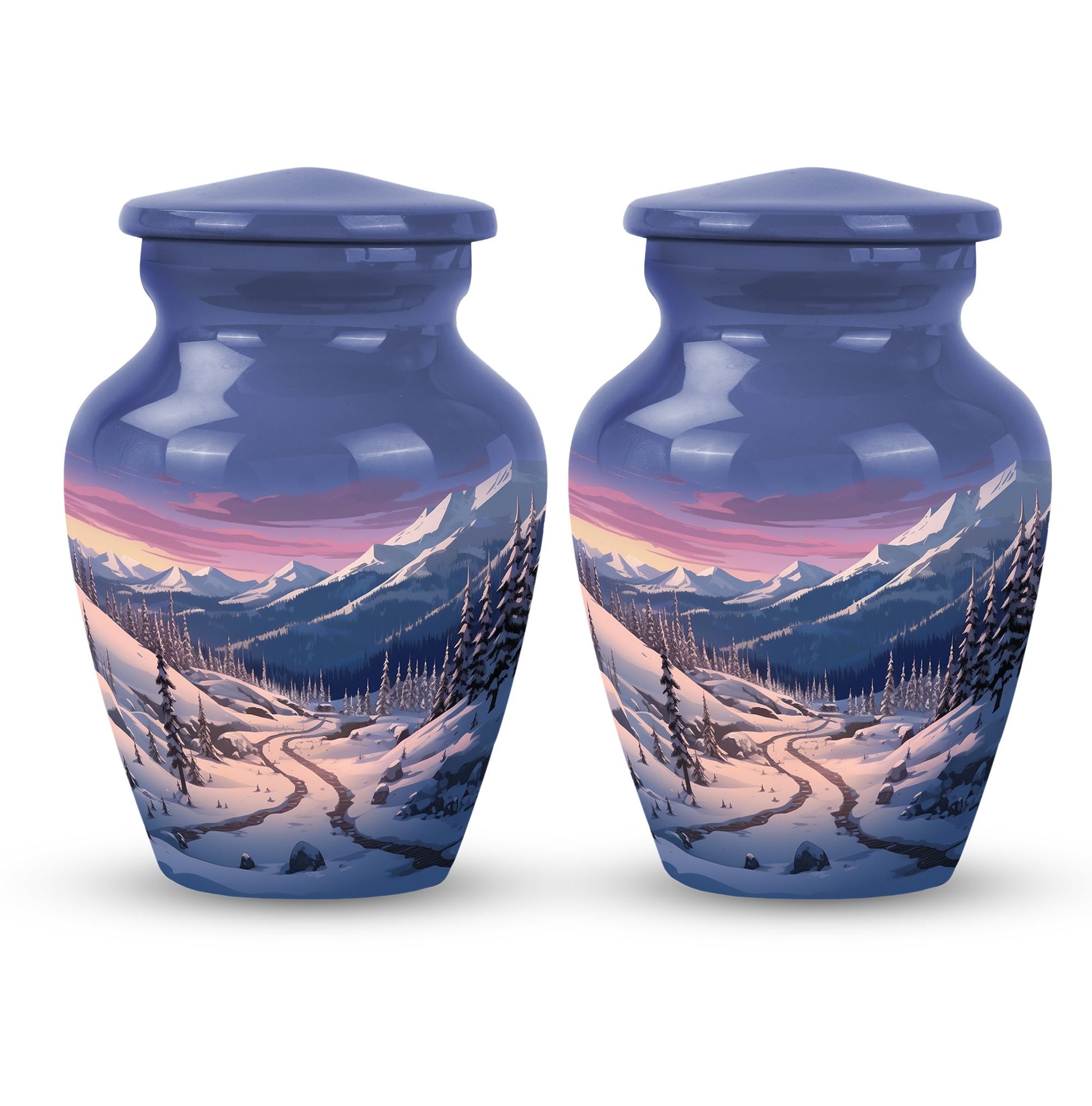Winter's Graceful Slumber - Northern Lights Teardrop, Heart Shape Urn