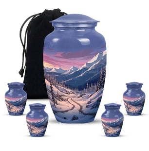 Winter's Graceful Slumber - Northern Lights Teardrop, Heart Shape Urn