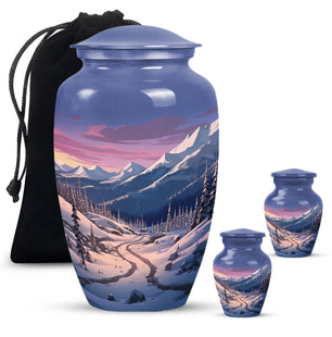 Winter's Graceful Slumber - Northern Lights Teardrop, Heart Shape Urn