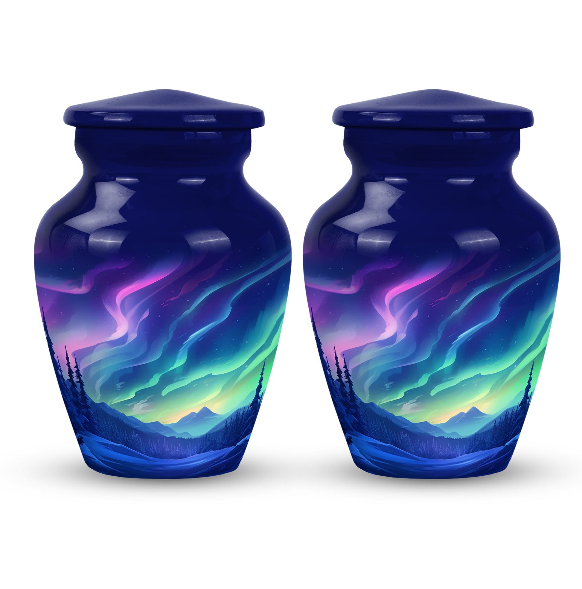 Aurora Borealis - Northern Lights Teardrop, Heart Shape Urn