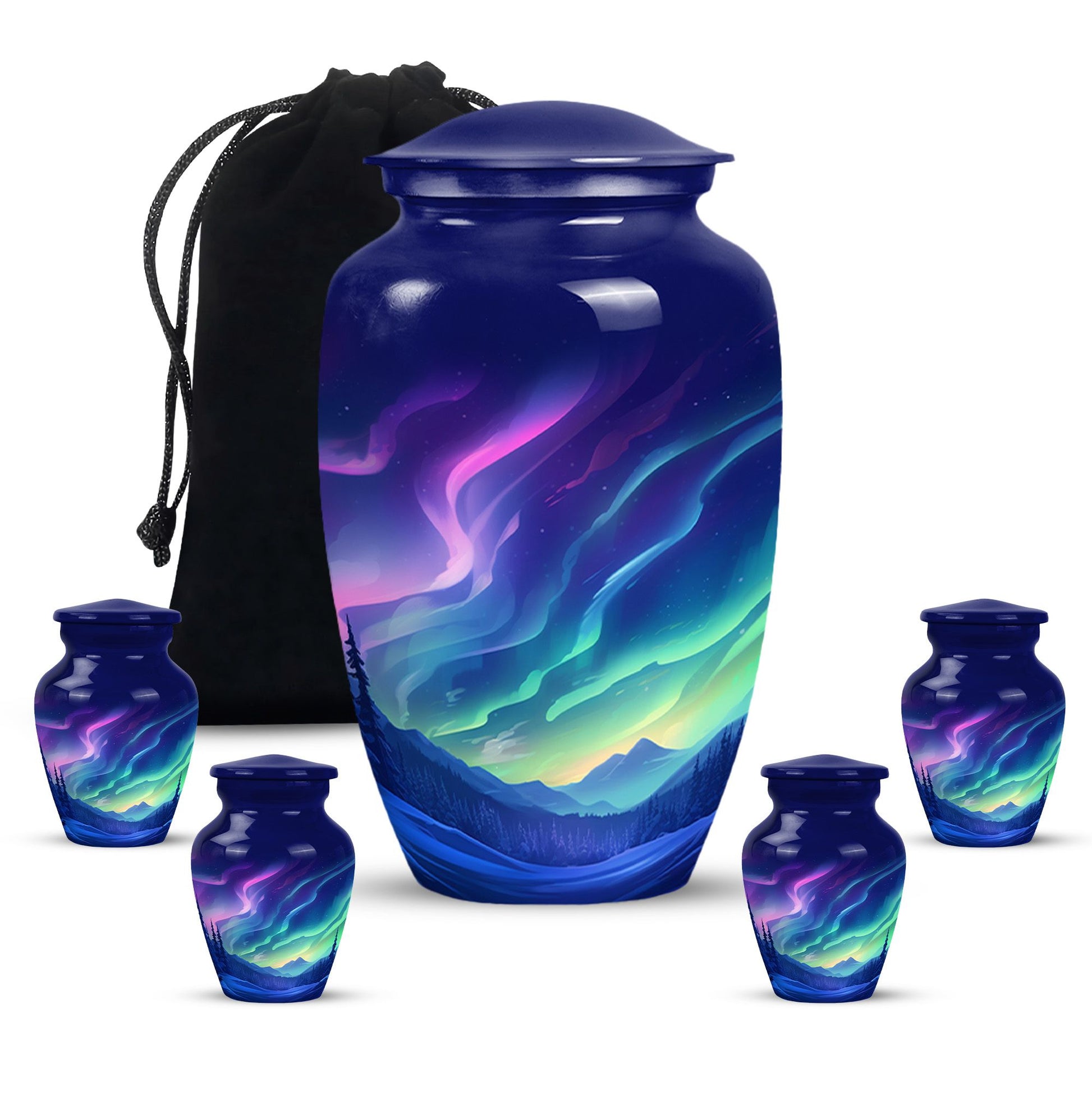 Aurora Borealis - Northern Lights Teardrop, Heart Shape Urn
