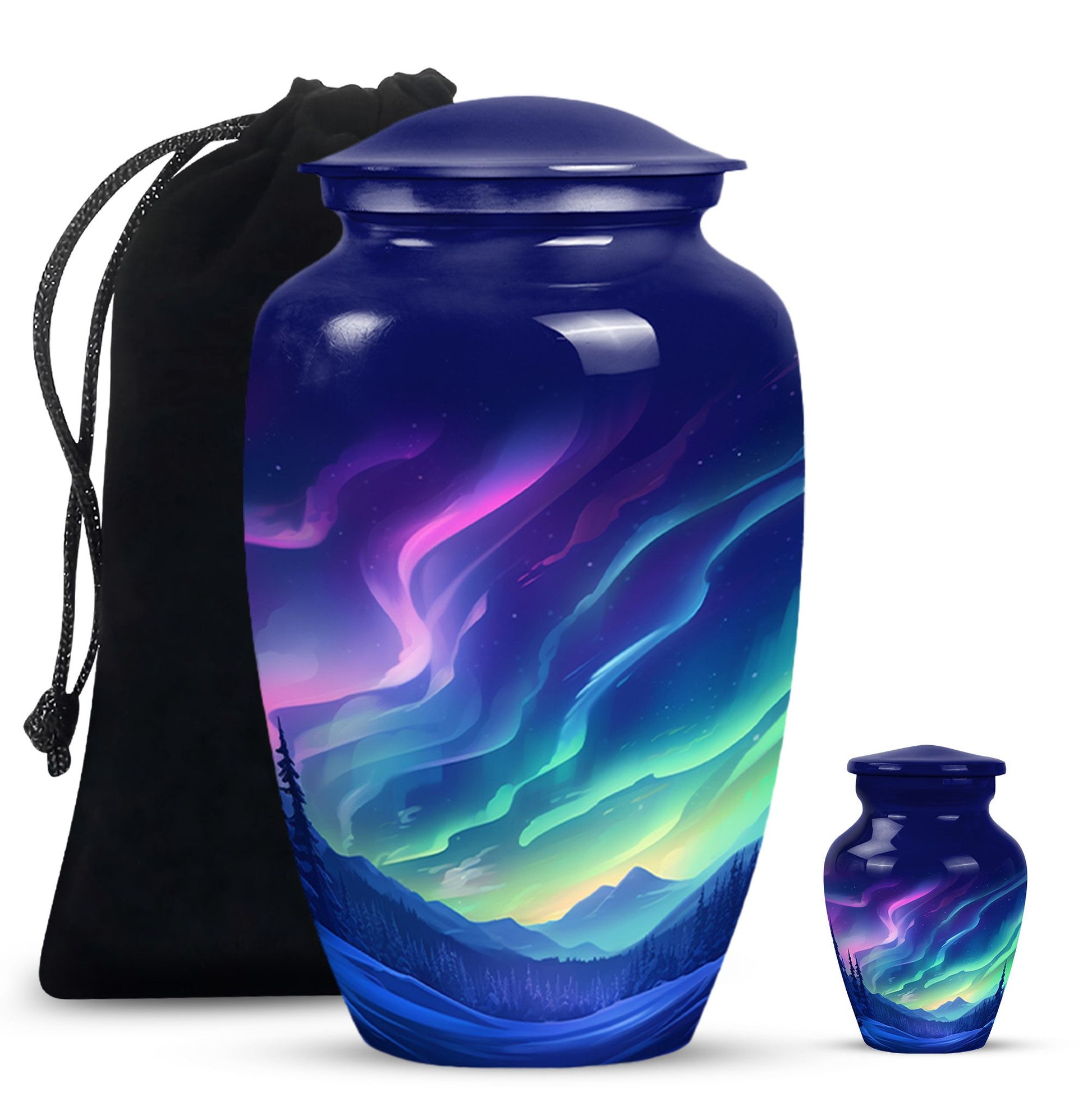 Aurora Borealis - Northern Lights Teardrop, Heart Shape Urn