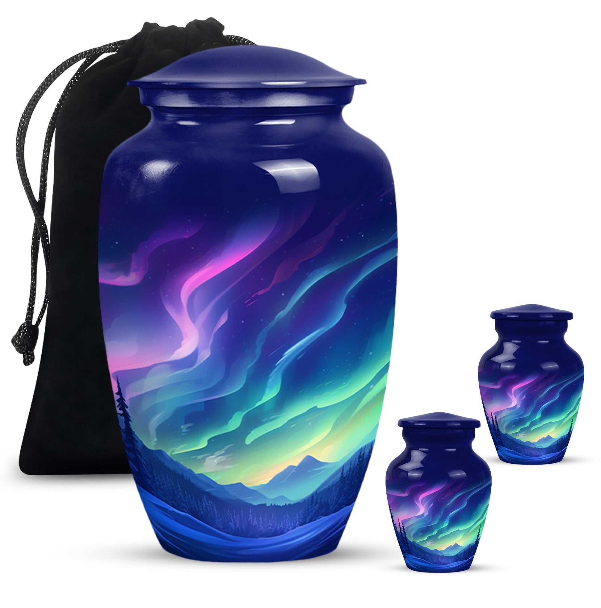 Aurora Borealis - Northern Lights Teardrop, Heart Shape Urn