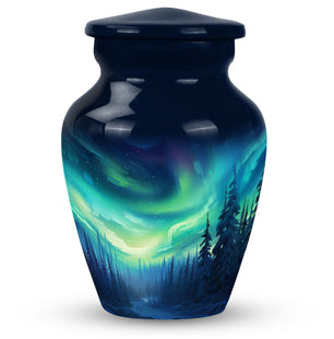 Enchanted Night Skies - Northern Lights Teardrop, Heart Cremation Urn