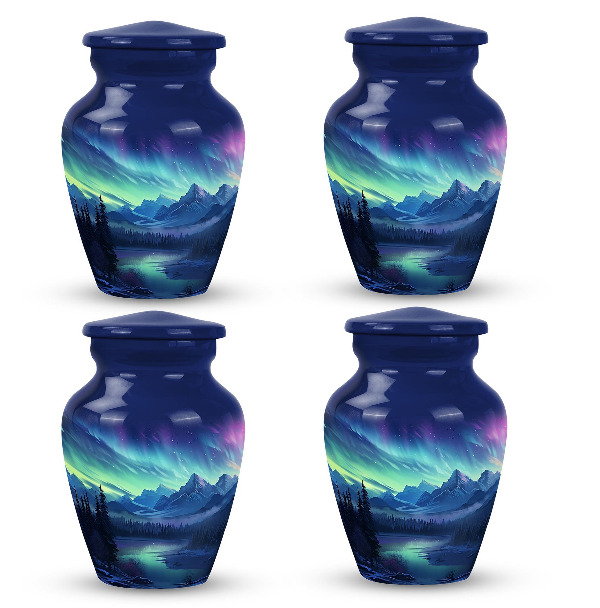 Mountain Lake - Northern Lights Teardrop, Heart Shape Urn