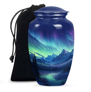 Mountain Lake - Northern Lights Teardrop, Heart Shape Urn