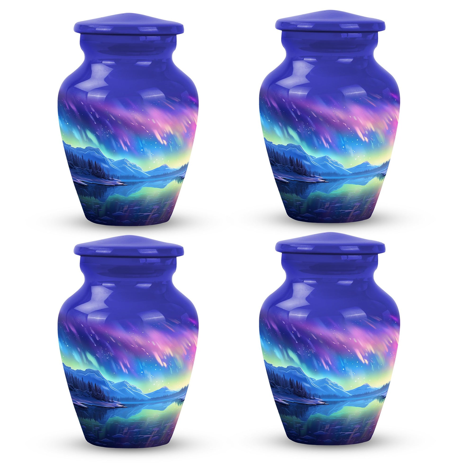 Mountain - Northern Lights Teardrop, Heart Cremation Urn
