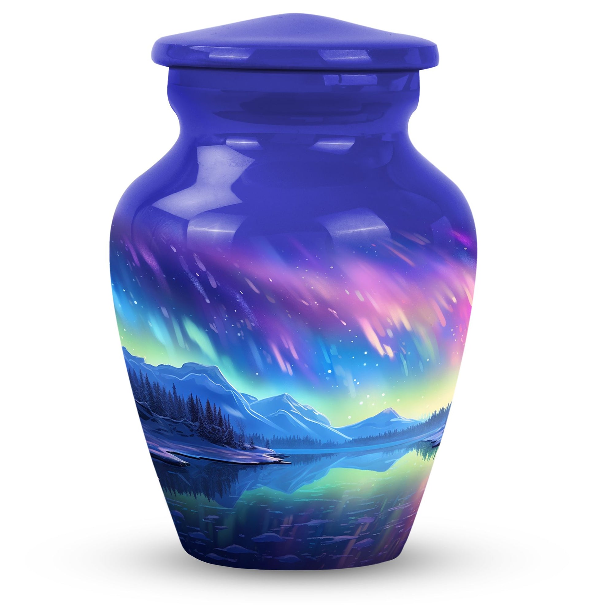 Mountain - Northern Lights Teardrop, Heart Cremation Urn
