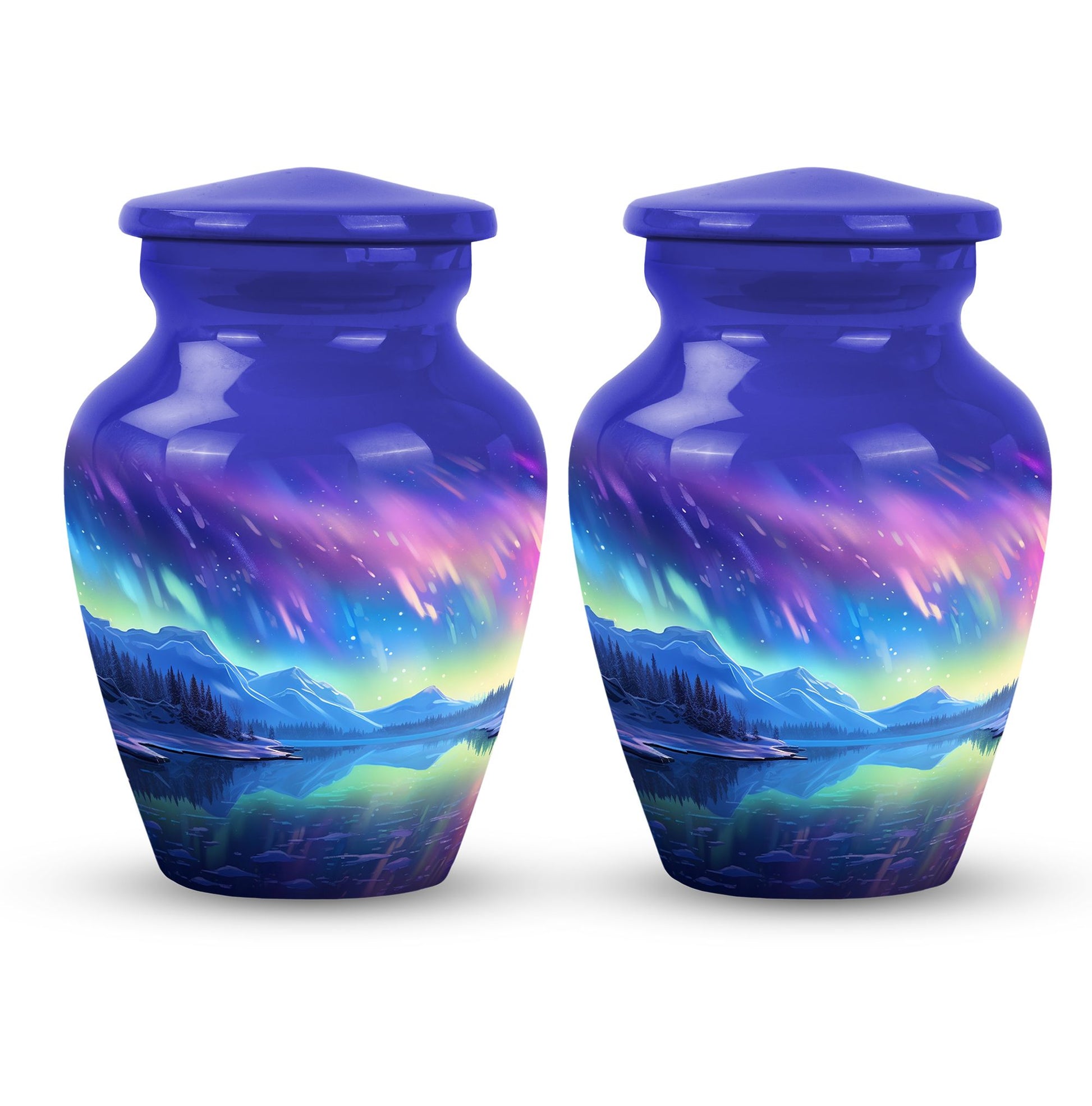Mountain - Northern Lights Teardrop, Heart Cremation Urn
