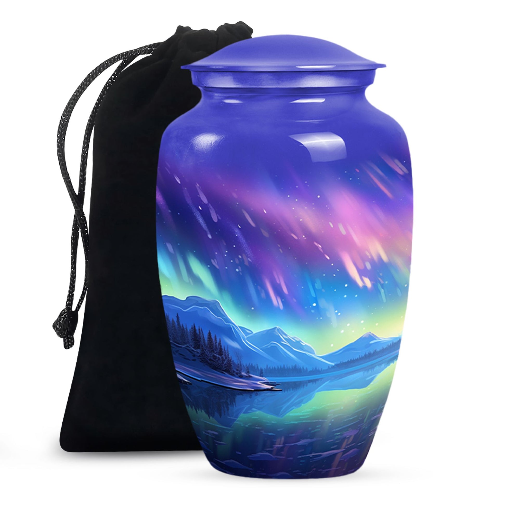 Mountain - Northern Lights Teardrop, Heart Cremation Urn