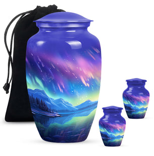 Mountain - Northern Lights Teardrop, Heart Cremation Urn