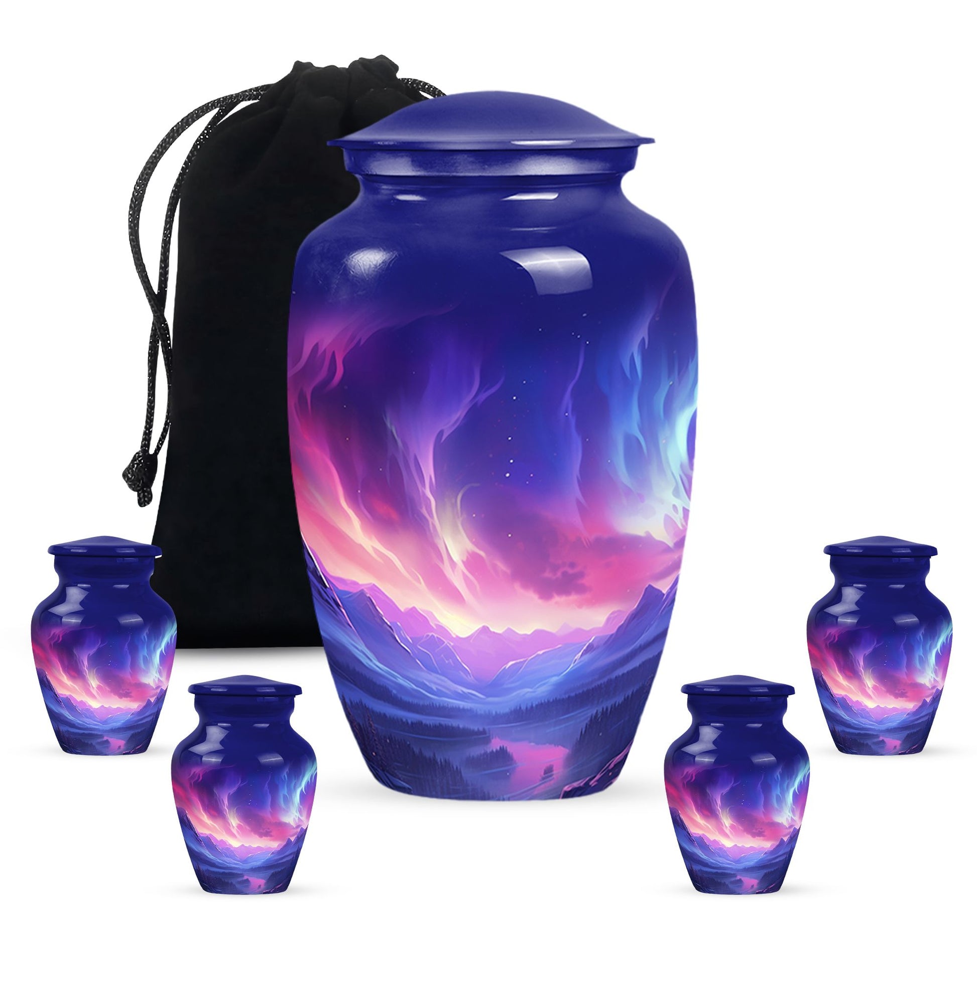 Twilight Northern Lights - Northern Lights Teardrop, Heart Urn