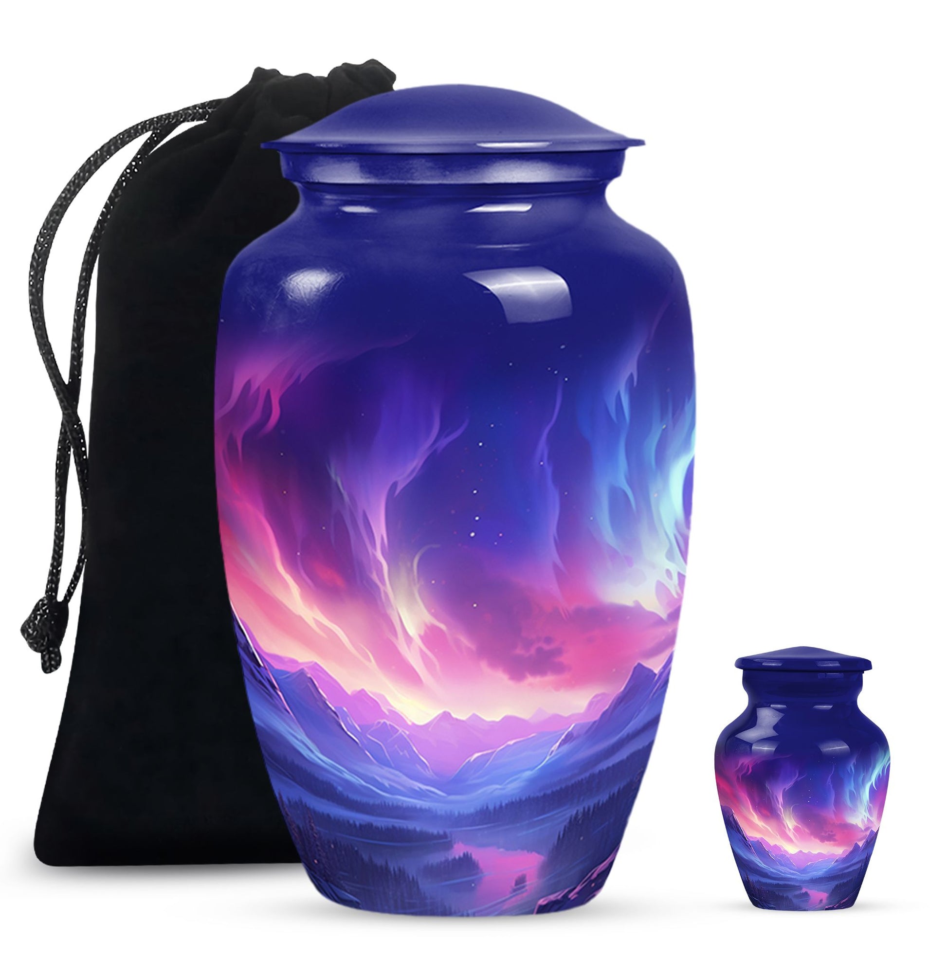 Twilight Northern Lights - Northern Lights Teardrop, Heart Urn