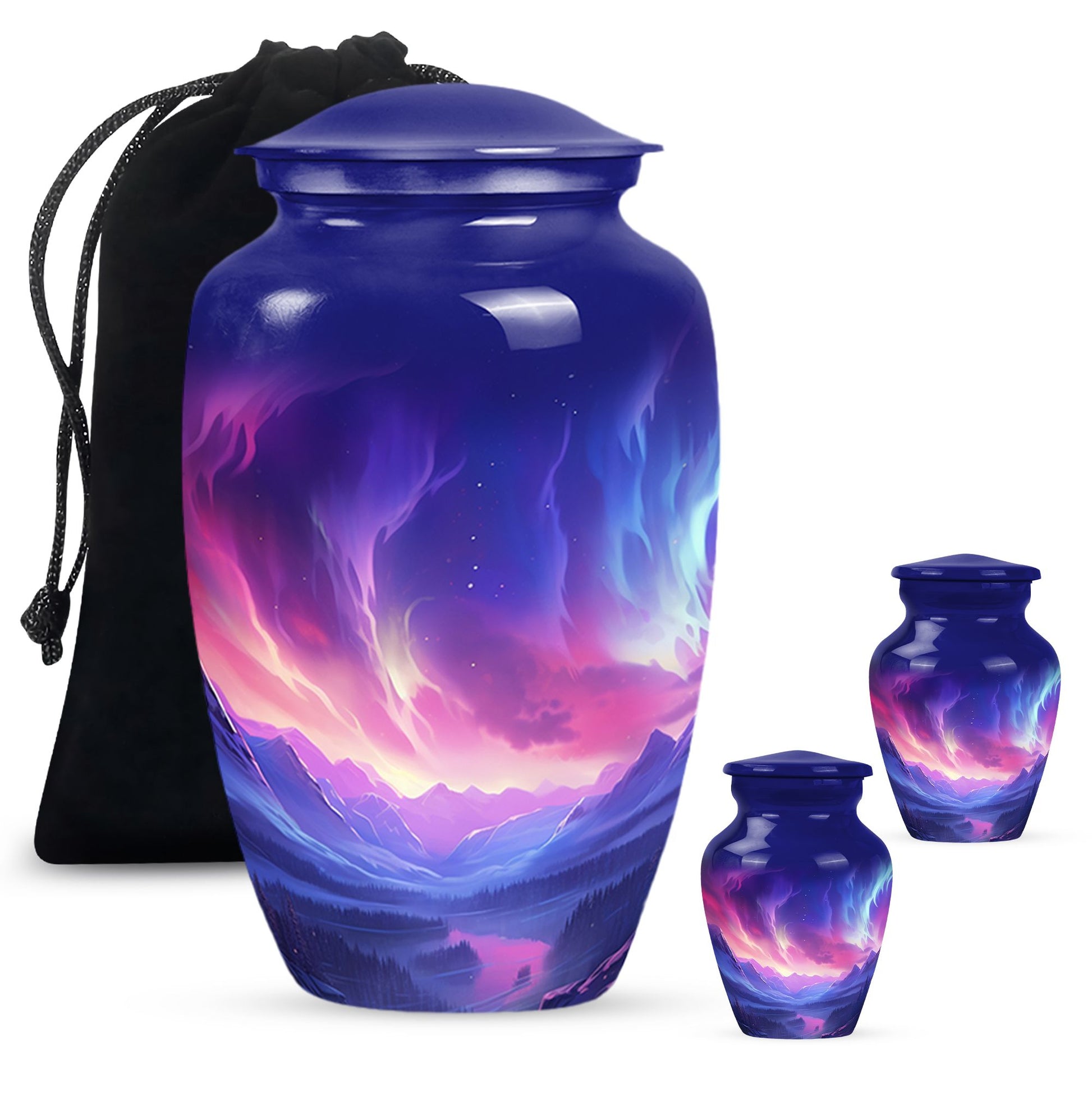 Twilight Northern Lights - Northern Lights Teardrop, Heart Urn