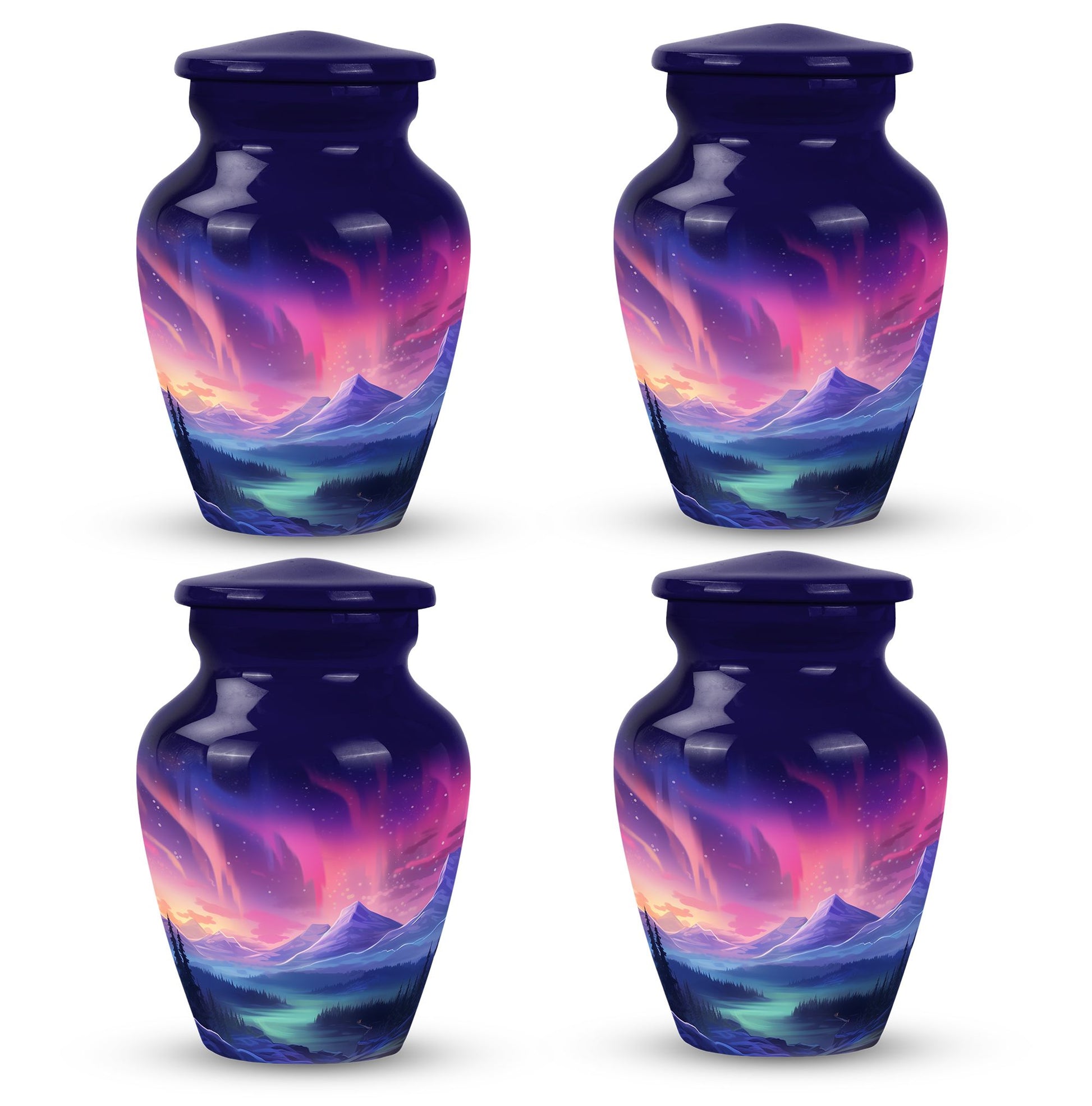 Evening Skies - Northern Light Teardrop, Heart Cremation Urn For Ashes