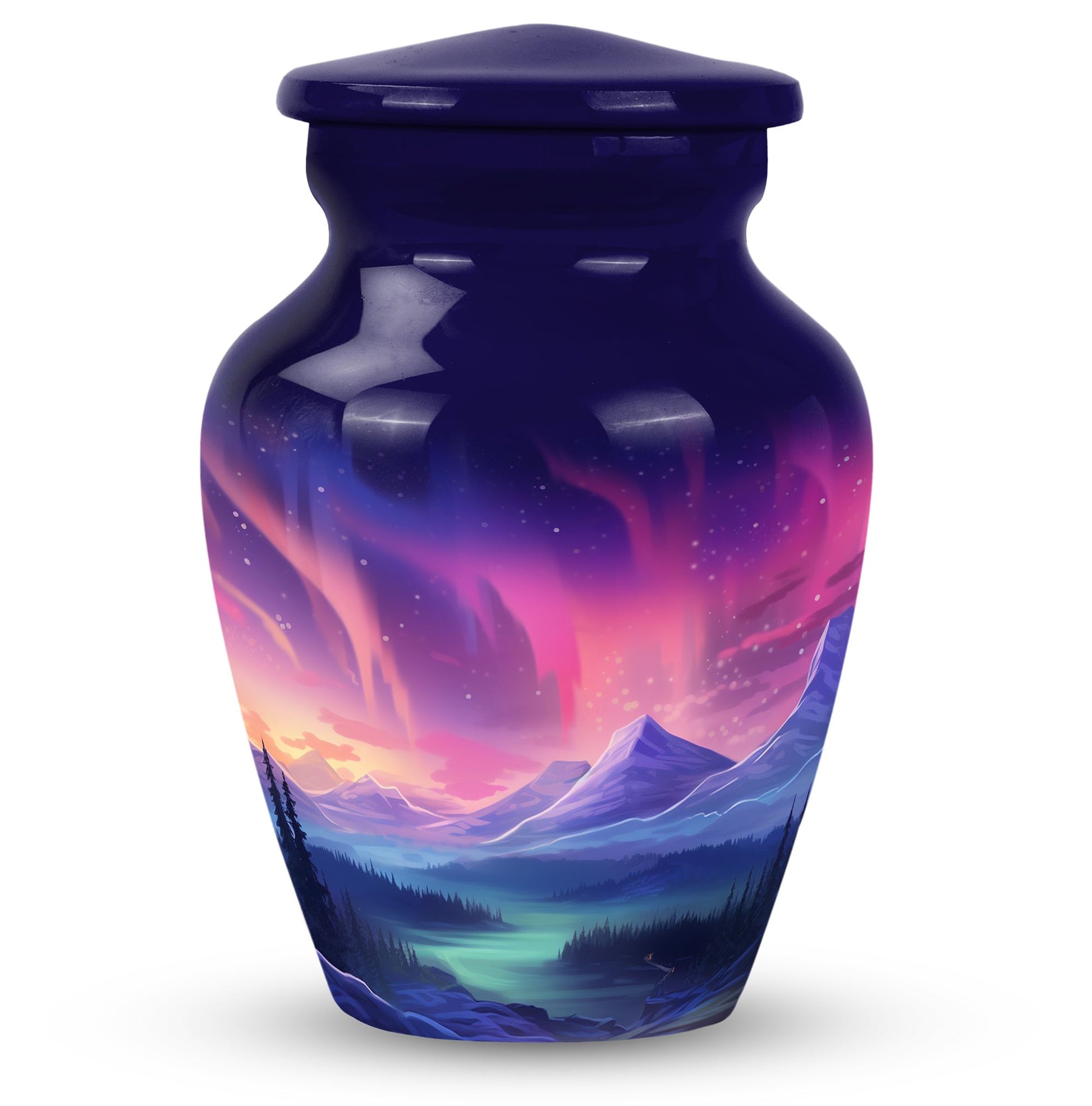 Evening Skies - Northern Light Teardrop, Heart Cremation Urn For Ashes