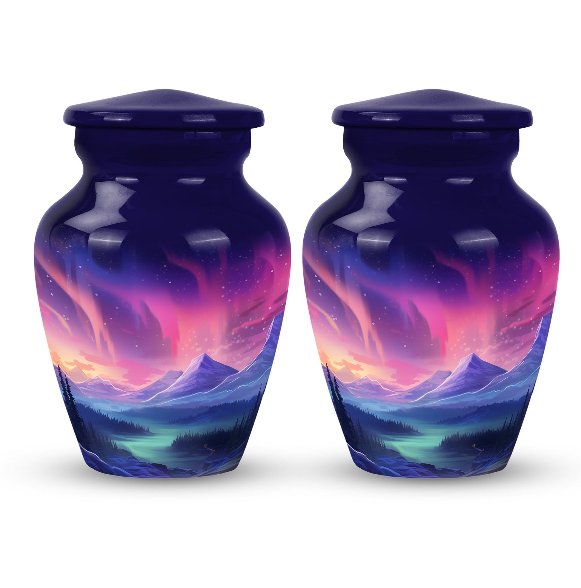 Evening Skies - Northern Light Teardrop, Heart Cremation Urn For Ashes