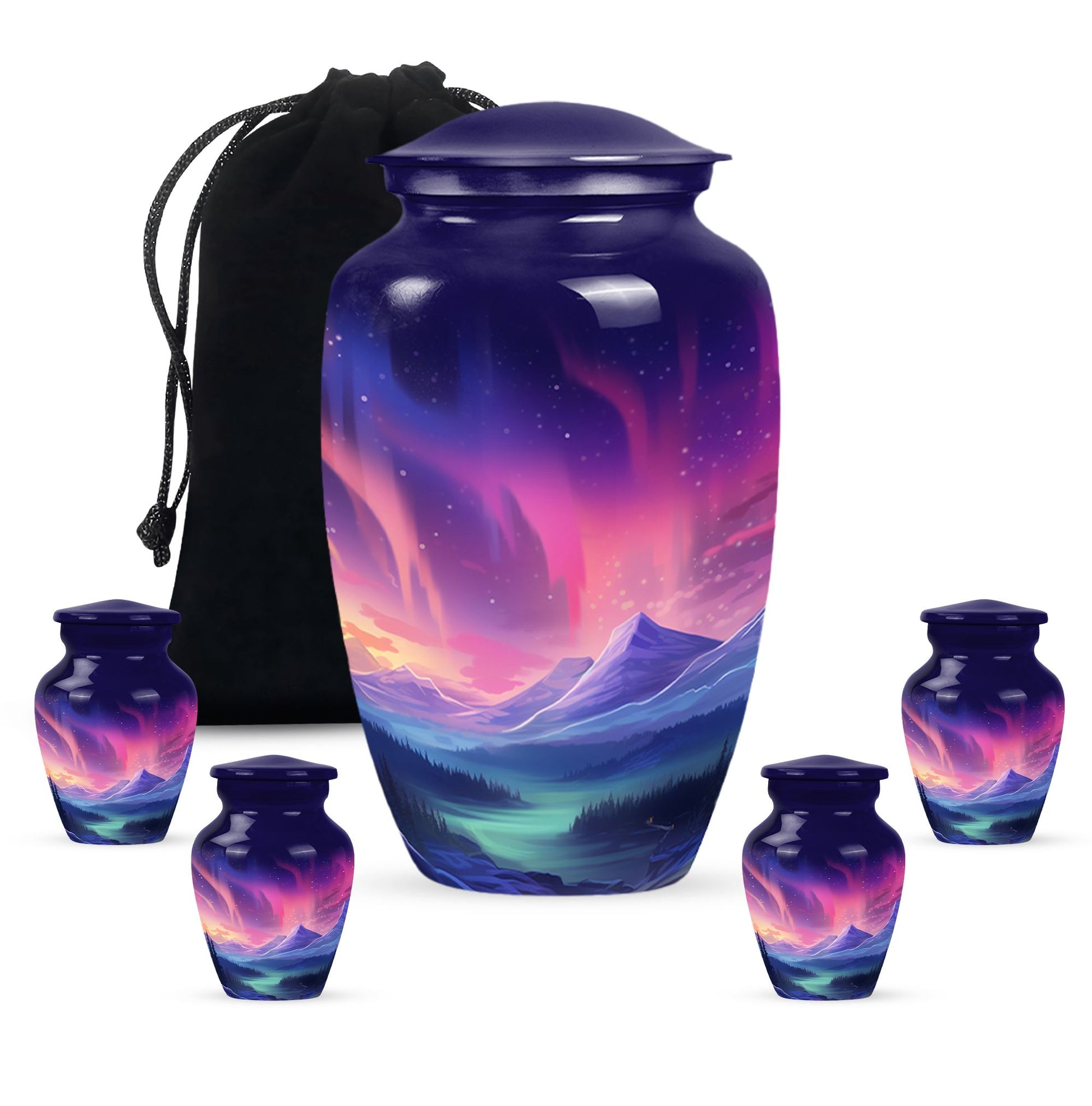 Evening Skies - Northern Light Teardrop, Heart Cremation Urn For Ashes