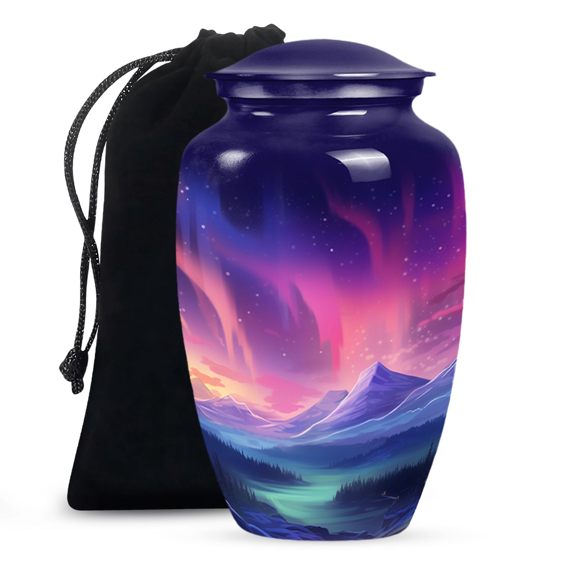 Evening Skies - Northern Light Teardrop, Heart Cremation Urn For Ashes