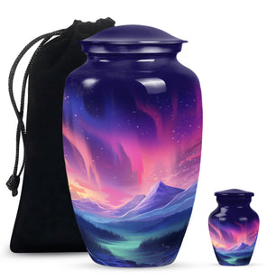 Evening Skies - Northern Light Teardrop, Heart Cremation Urn For Ashes