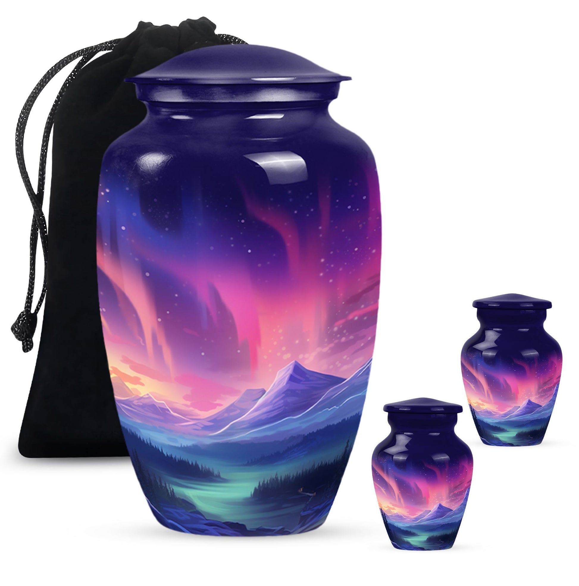 Evening Skies - Northern Light Teardrop, Heart Cremation Urn For Ashes