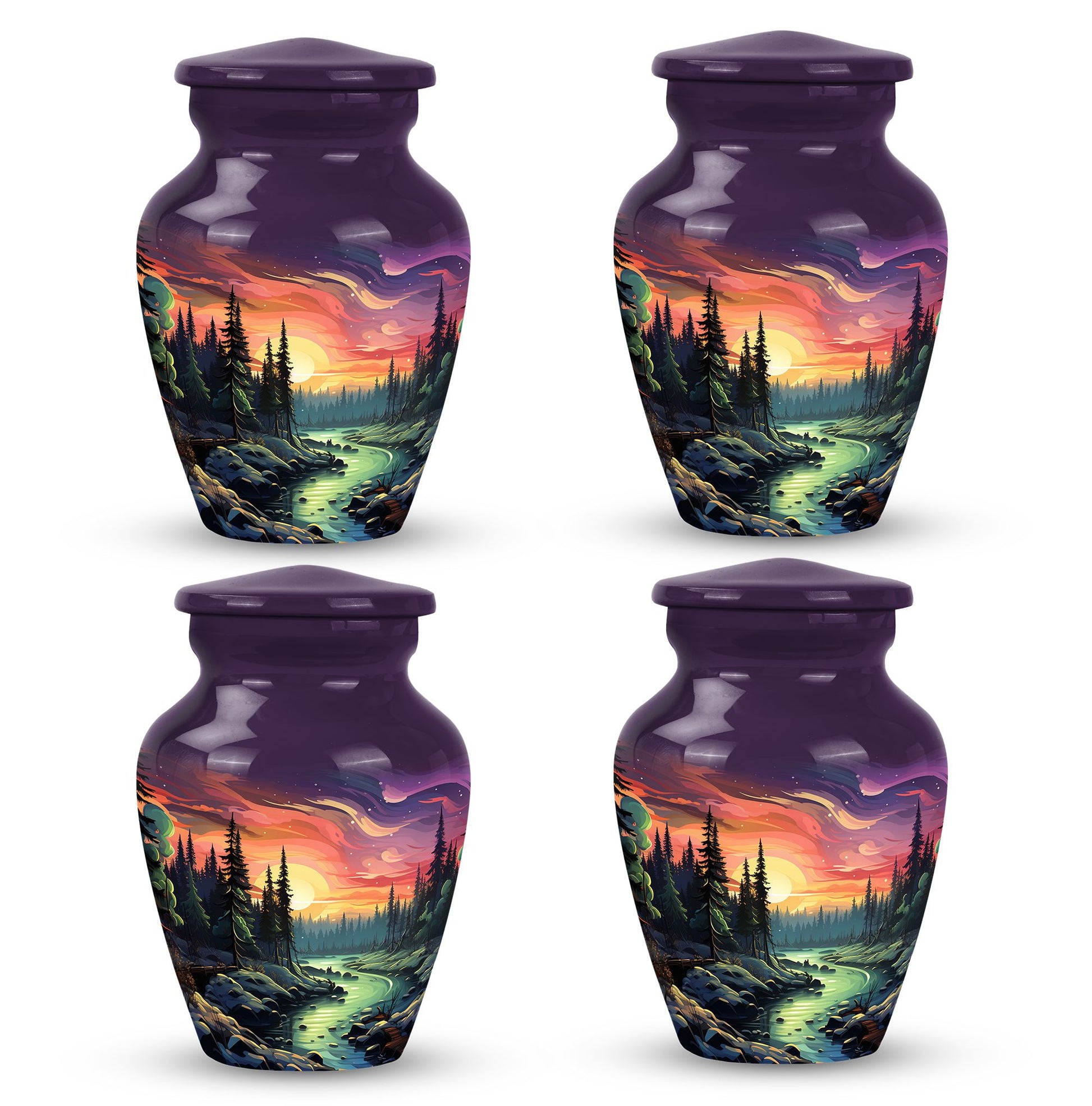 Twilight Forest - Northern Lights Large Teardrop, Heart Urn For Ashes