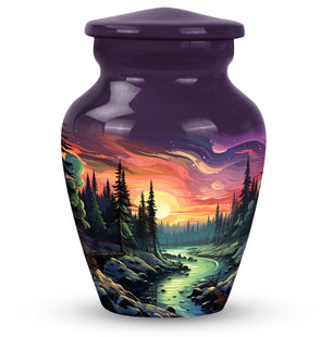 Twilight Forest - Northern Lights Large Teardrop, Heart Urn For Ashes