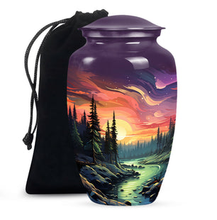 Twilight Forest - Northern Lights Large Teardrop, Heart Urn For Ashes