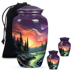 Twilight Forest - Northern Lights Large Teardrop, Heart Urn For Ashes