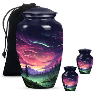 Whispers Of Dusk - Northern Lights Teardrop, Heart Cremation Urn