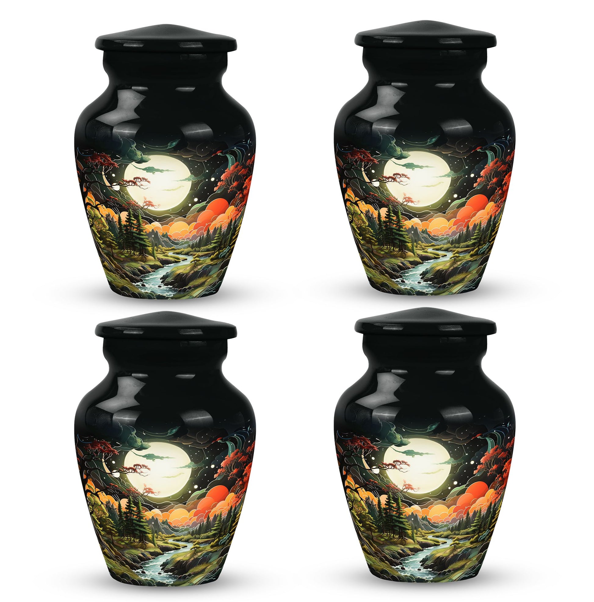 Lunar In Valley - Northern Lights Teardrop, Heart Cremation Urn