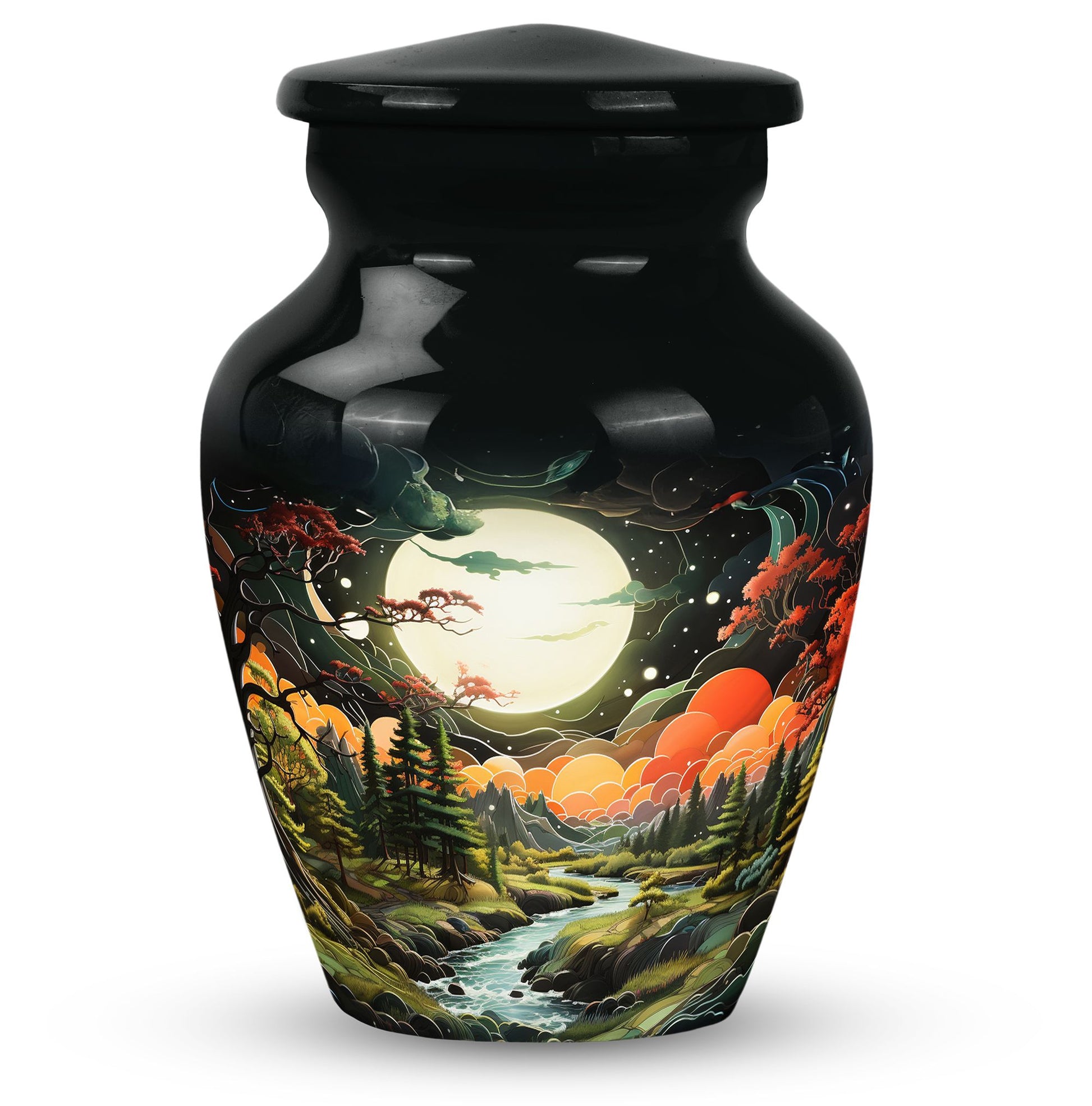 Lunar In Valley - Northern Lights Teardrop, Heart Cremation Urn