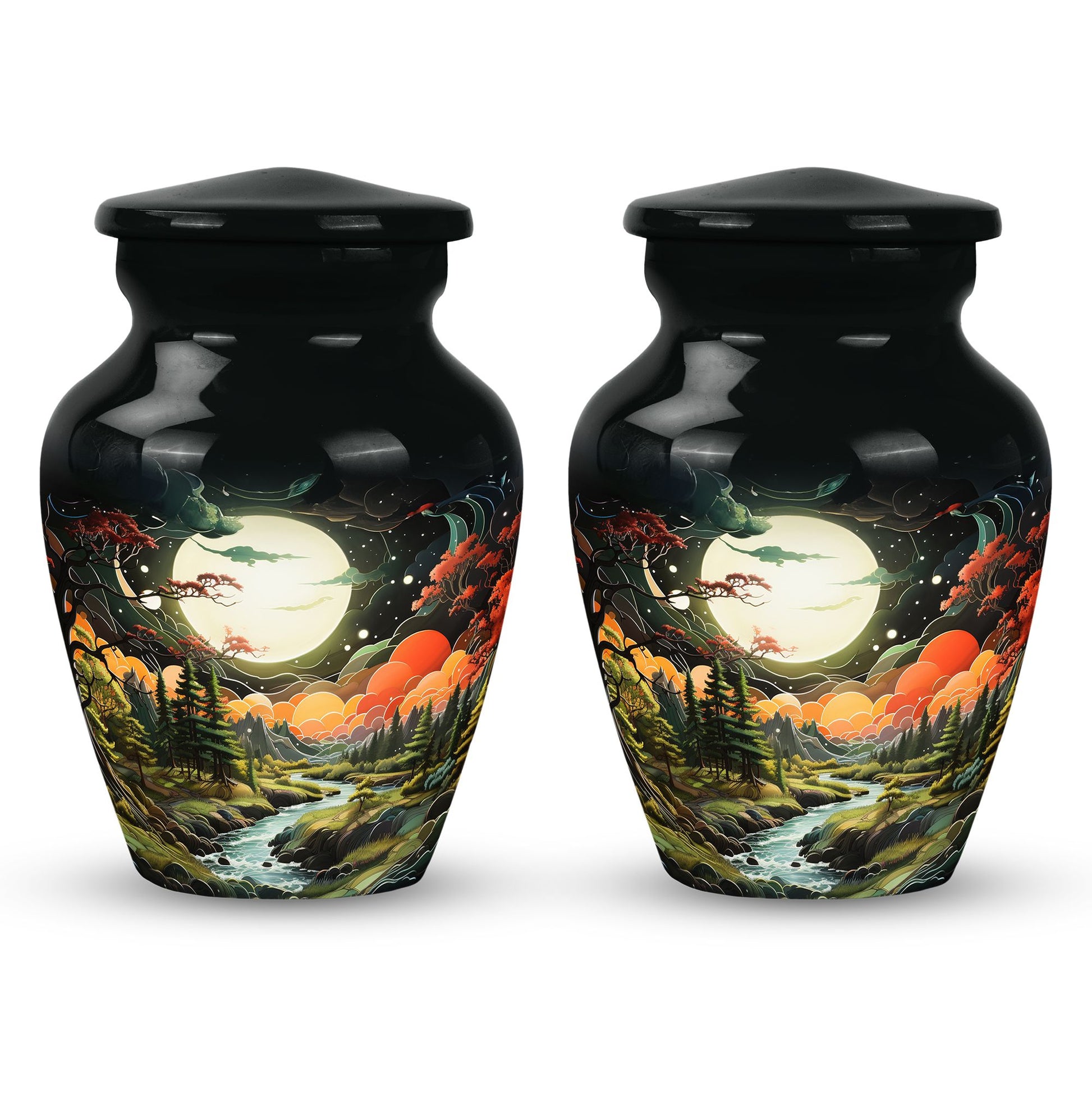 Lunar In Valley - Northern Lights Teardrop, Heart Cremation Urn