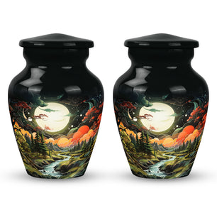 Lunar In Valley - Northern Lights Teardrop, Heart Cremation Urn