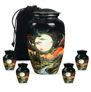 Lunar In Valley - Northern Lights Teardrop, Heart Cremation Urn