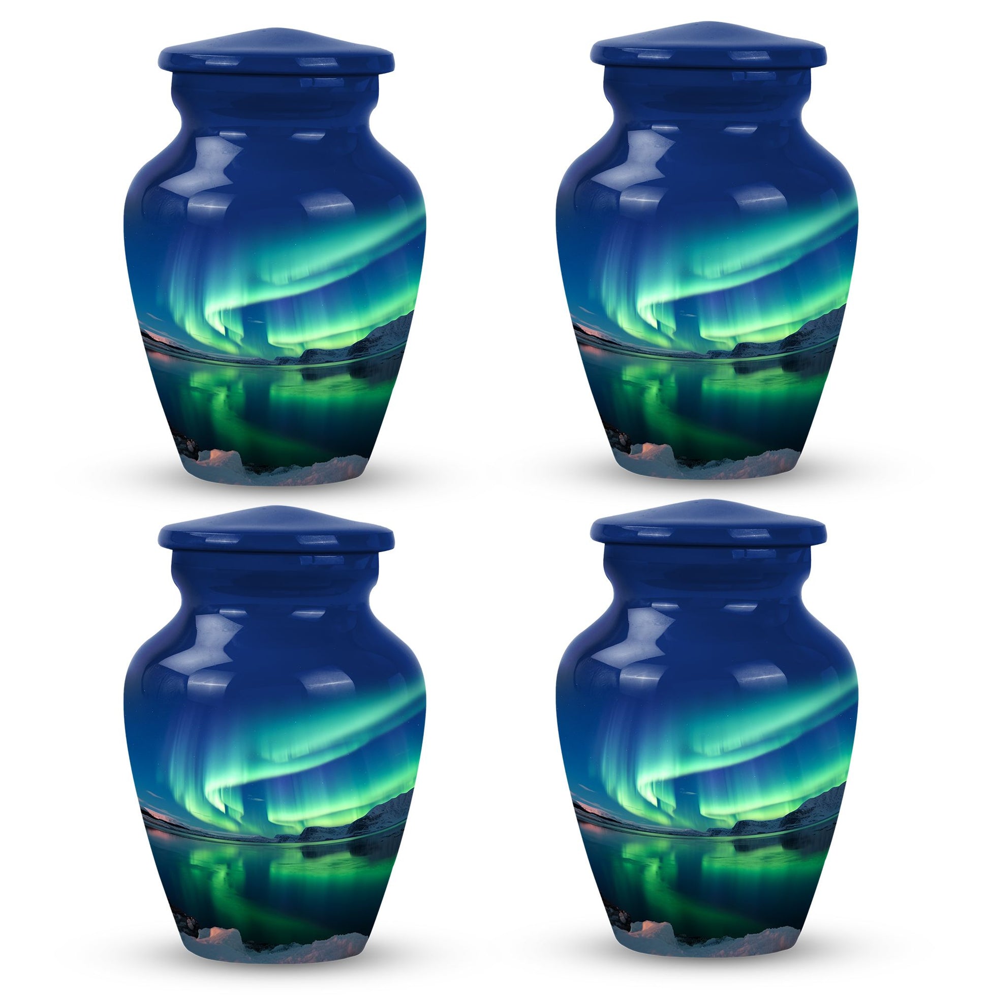 Frozen Landscape - Northern Lights Teardrop, Heart Cremation Urn